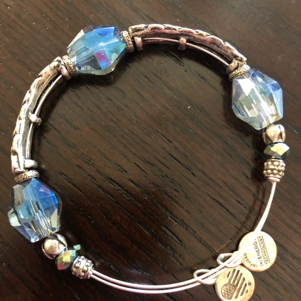Alex and Ani bracelet with blue stones.
